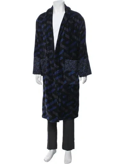 Pre-owned Versace Graphic Print Sequin Embellishments Robe In Blue