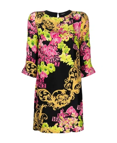 Versace Printed Minidress In Multicolor