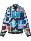 Versace Graphic-print Shirt Jacket In 蓝色