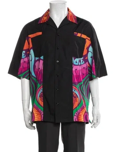 Pre-owned Versace Graphic Print Short Sleeve Shirt In Black