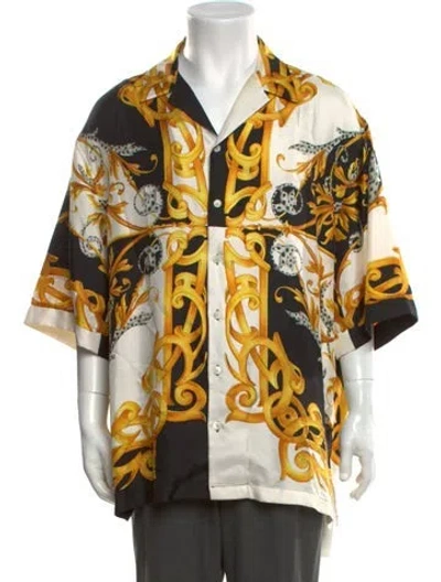 Pre-owned Versace Graphic Print Short Sleeve Shirt In Black