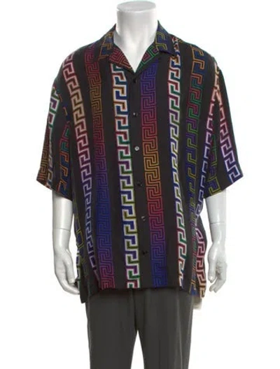 Pre-owned Versace Graphic Print Short Sleeve Shirt In Black