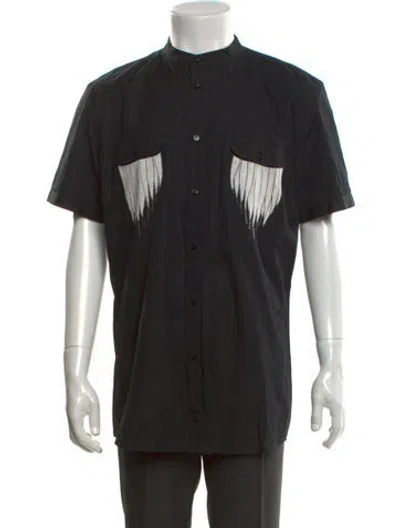 Pre-owned Versace Graphic Print Short Sleeve Shirt In Black