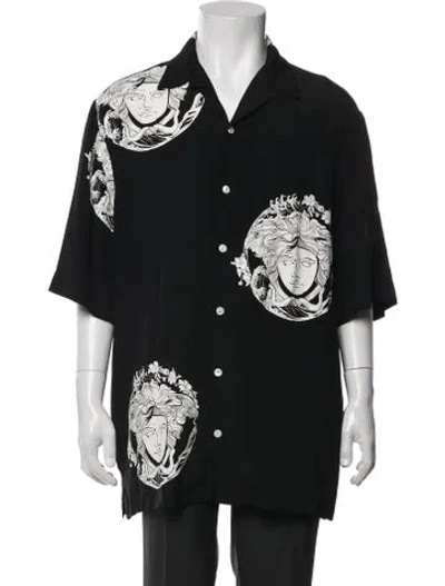 Pre-owned Versace Graphic Print Short Sleeve Shirt In Black