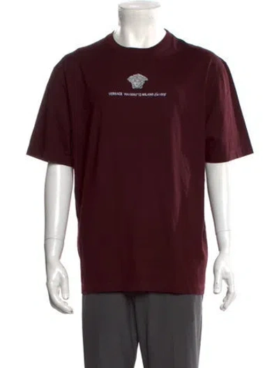 Pre-owned Versace Graphic Print Short Sleeve Shirt In Burgundy