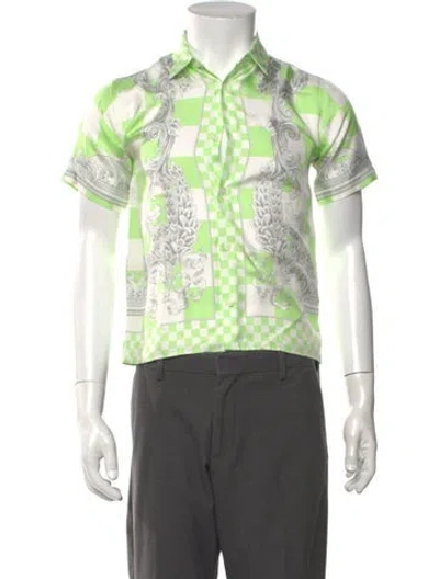 Pre-owned Versace Graphic Print Short Sleeve Shirt In Green