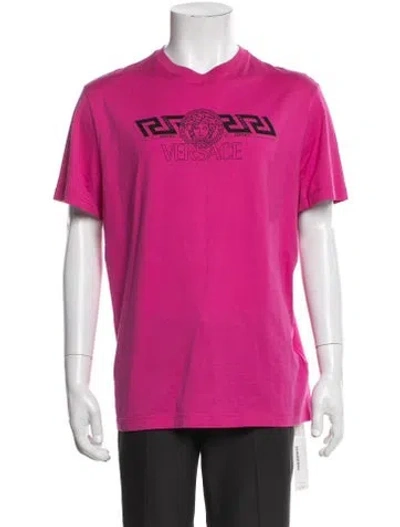 Pre-owned Versace Graphic Print Short Sleeve Shirt In Pink