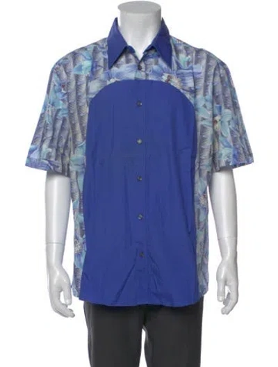 Pre-owned Versace Graphic Print Short Sleeve Shirt In Purple