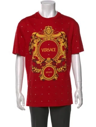 Pre-owned Versace Graphic Print Short Sleeve Shirt In Red