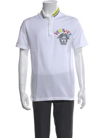 Pre-owned Versace Graphic Print Short Sleeve Shirt In White