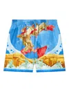 Versace Pattern-printed Elasticated Waistband Shorts In Blue