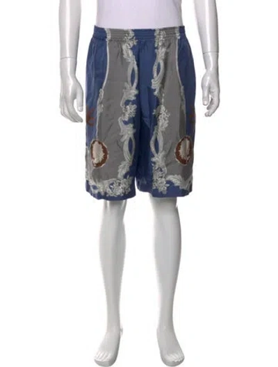 Pre-owned Versace Graphic Print Shorts In Blue