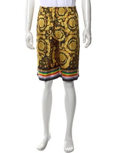 Pre-owned Versace Graphic Print Shorts W/ Tags In Black