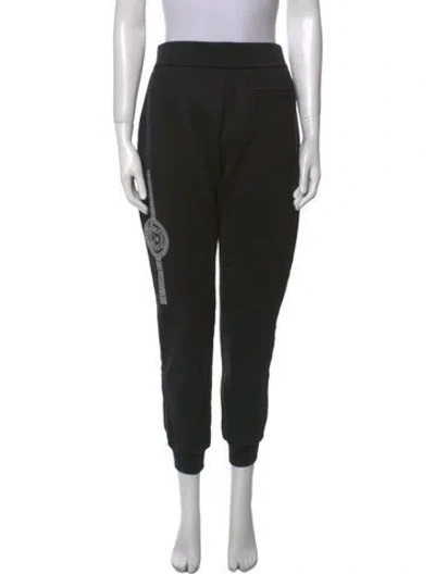 Pre-owned Versace Graphic Print Skinny Leg Pants In Black