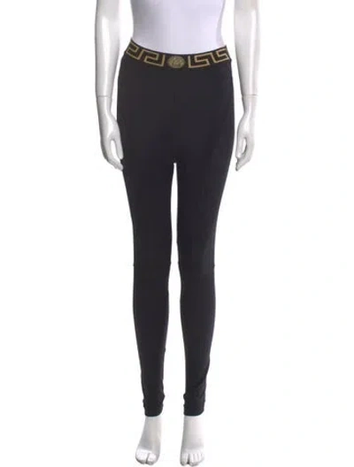 Pre-owned Versace Graphic Print Skinny Leg Pants In Black