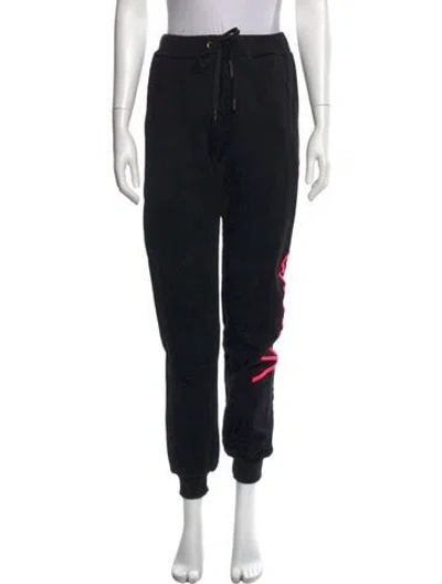 Pre-owned Versace Graphic Print Skinny Leg Pants In Black