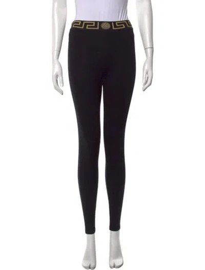 Pre-owned Versace Graphic Print Skinny Leg Pants In Black