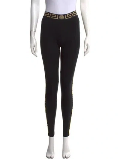 Pre-owned Versace Graphic Print Skinny Leg Pants In Black