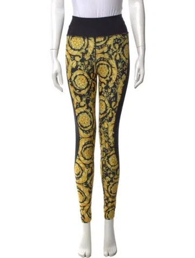 Pre-owned Versace Graphic Print Skinny Leg Pants In Black