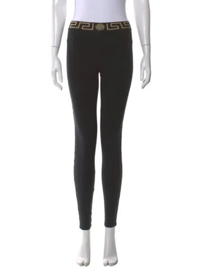Pre-owned Versace Graphic Print Skinny Leg Pants In Blue