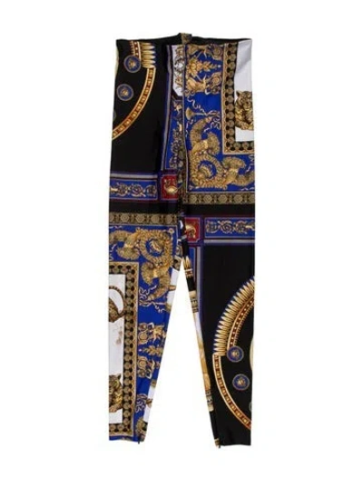 Pre-owned Versace Graphic Print Skinny Leg Pants In Multicolor
