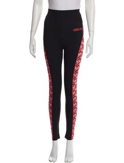 Pre-owned Versace Graphic Print Skinny Leg Pants W/ Tags In Black