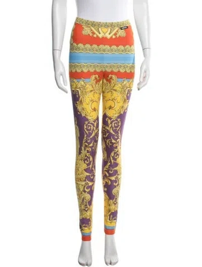 Pre-owned Versace Graphic Print Skinny Leg Pants W/ Tags In Multi