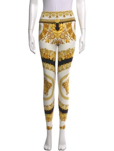 Pre-owned Versace Graphic Print Skinny Leg Pants W/ Tags In White