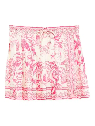 Versace Graphic-print Skirt In Pink