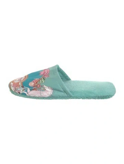 Pre-owned Versace Graphic Print Slides In Blue