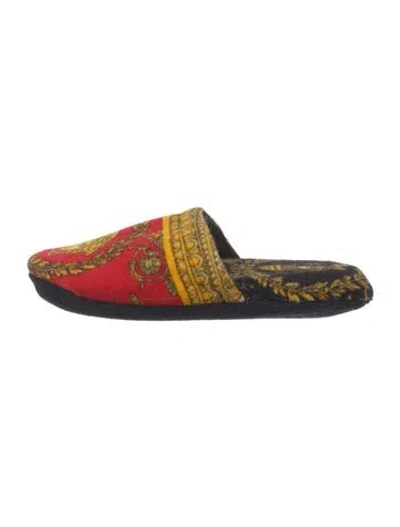 Pre-owned Versace Graphic Print Slippers In Red