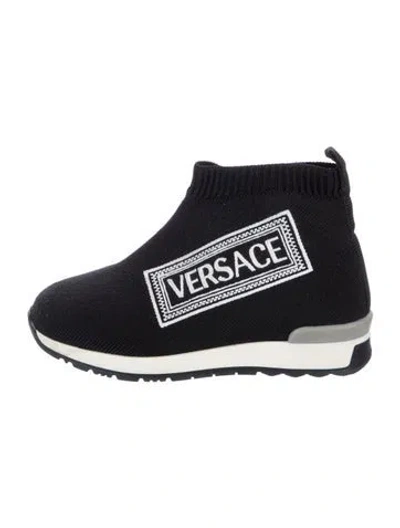 Pre-owned Versace Babies' Graphic Print Sock Sneakers In Black