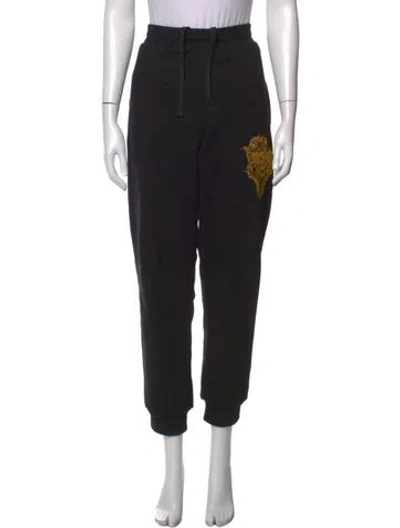 Pre-owned Versace Graphic Print Straight Leg Pants In Black