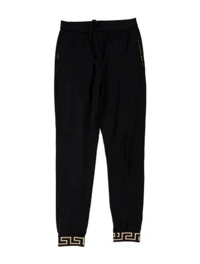 Pre-owned Versace Graphic Print Straight Leg Pants In Black