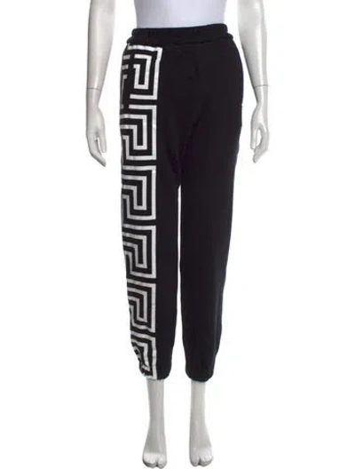 Pre-owned Versace Graphic Print Straight Leg Pants In Black