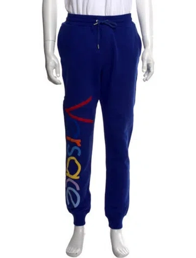 Pre-owned Versace Graphic Print Sweatpants In Blue