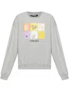 Versace Round-collar Long-sleeve Hoodie In Grey