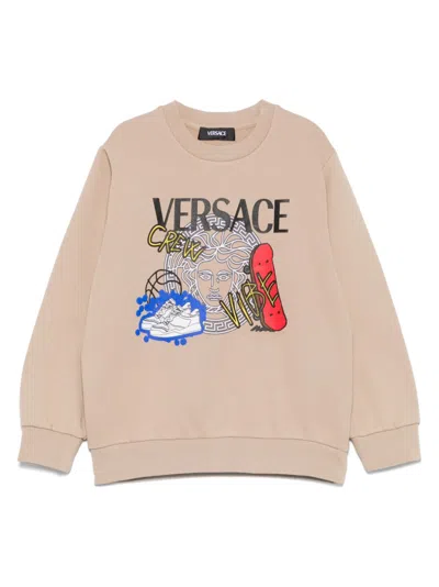 Versace Kids' Graphic-print Sweatshirt In Neutrals