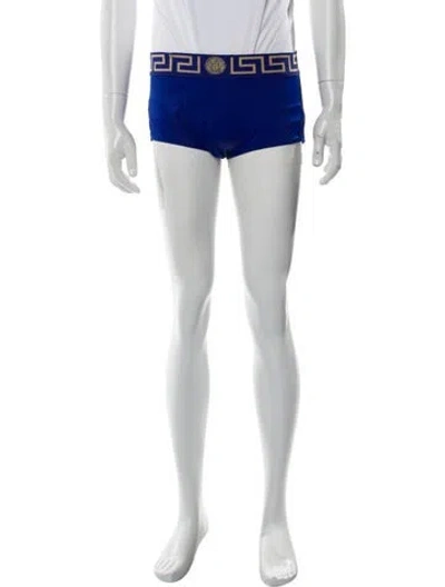Pre-owned Versace Graphic Print Swim Briefs In Blue