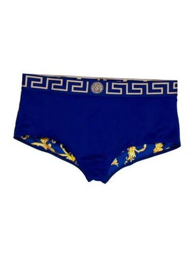Pre-owned Versace Graphic Print Swim Briefs In Blue