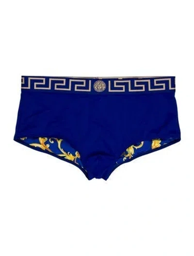 Pre-owned Versace Graphic Print Swim Briefs In Blue