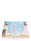 Versace Silk Twill Shorts With Vibrant Classical Motifs In 粉色