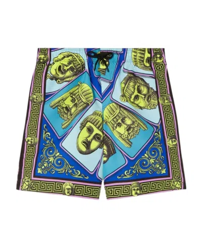 Versace Graphic-print Swim Shorts In Green