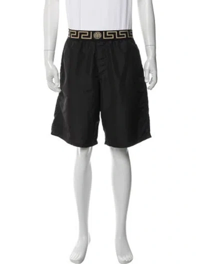 Pre-owned Versace Graphic Print Swim Trunks In Black