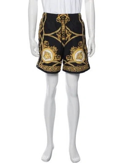 Pre-owned Versace Graphic Print Swim Trunks In Black