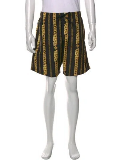 Pre-owned Versace Graphic Print Swim Trunks In Black