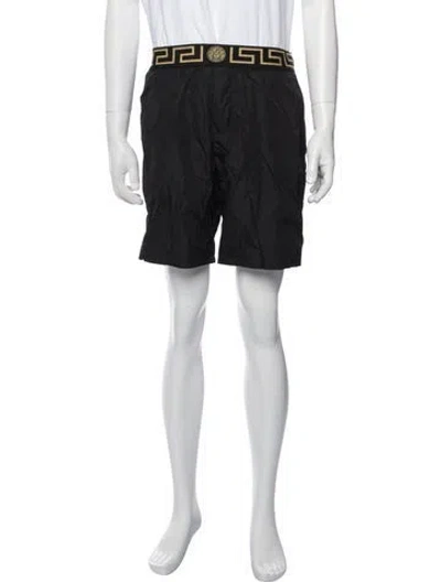Pre-owned Versace Graphic Print Swim Trunks In Black