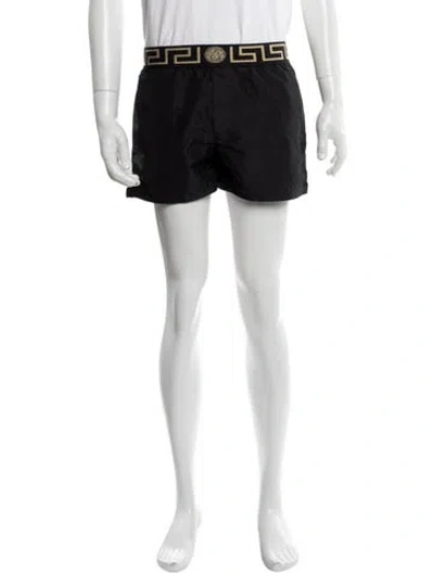 Pre-owned Versace Graphic Print Swim Trunks In Black