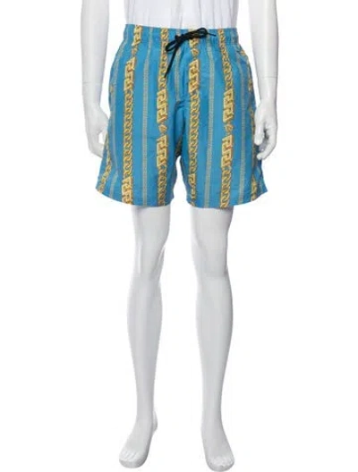Pre-owned Versace Graphic Print Swim Trunks In Blue