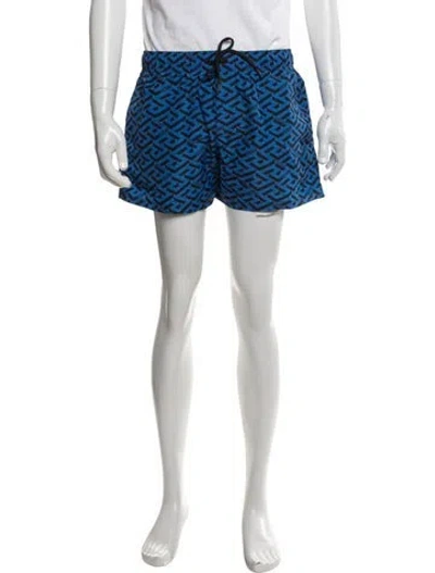Pre-owned Versace Graphic Print Swim Trunks In Blue